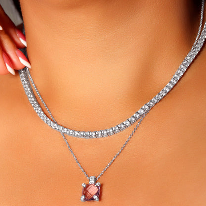 Blue & Pink Sapphire, Amethyst Necklace