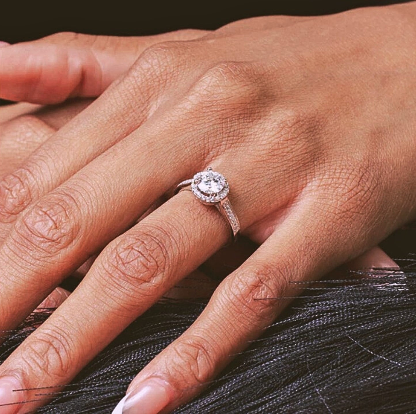 1 Carat Moissanite Halo Engagement Ring