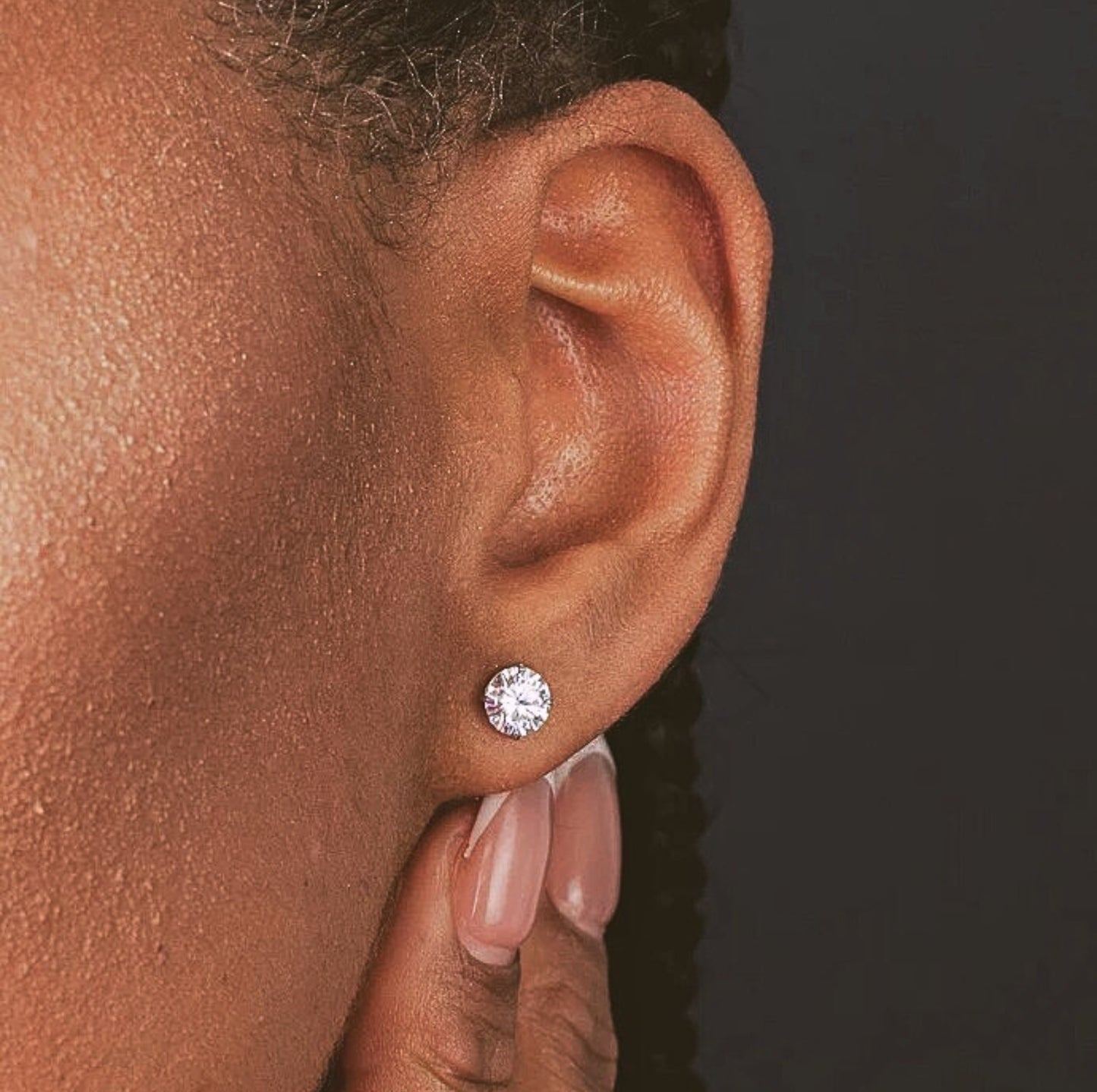 Round Square Heart Moissanite Stud Earrings