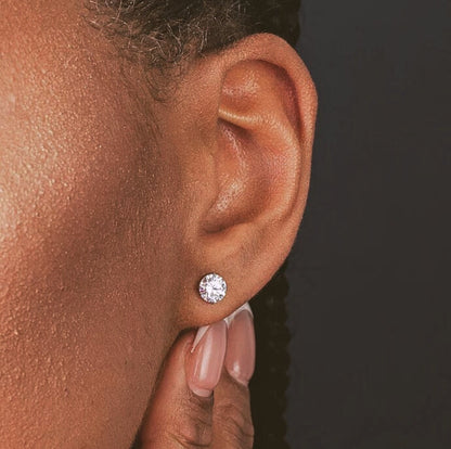 Round Square Heart Moissanite Stud Earrings