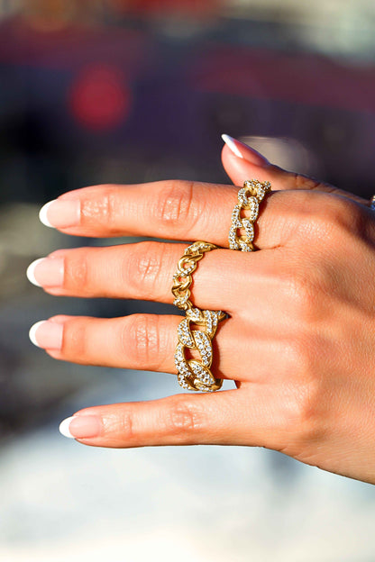 Gold Curb Link Ring Unisex - 7.3mm