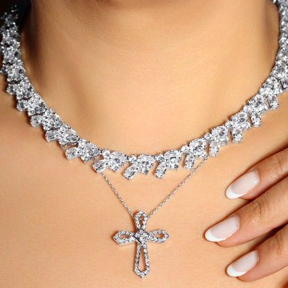 Radiant Diamond Cross Necklace