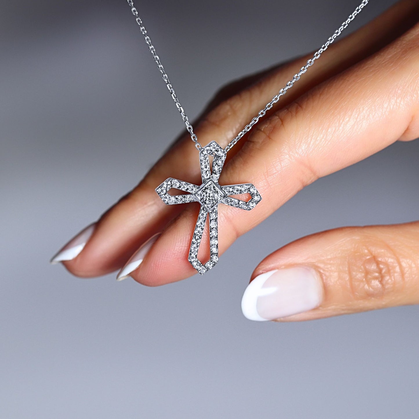 Radiant Diamond Cross Necklace