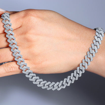 Silver Iced Out Cuban Link Chain - 10.2mm