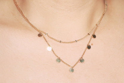The Circle Disc Charm Multi Chain Necklace