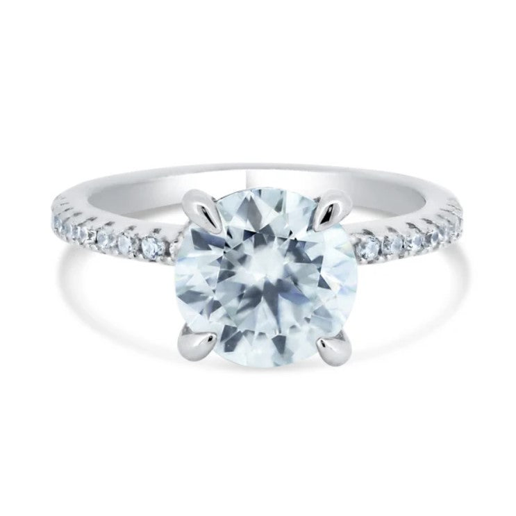 2 Carat Moissanite Engagement Ring with a Pave-set Band