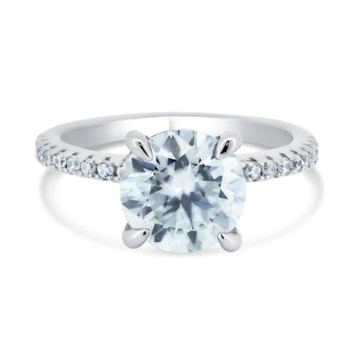 2 Carat Moissanite Engagement Ring with a Pave-set Band