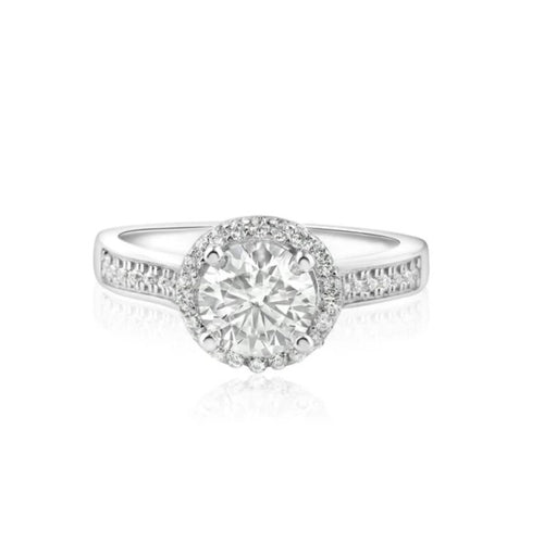 1 Carat Moissanite Halo Engagement Ring