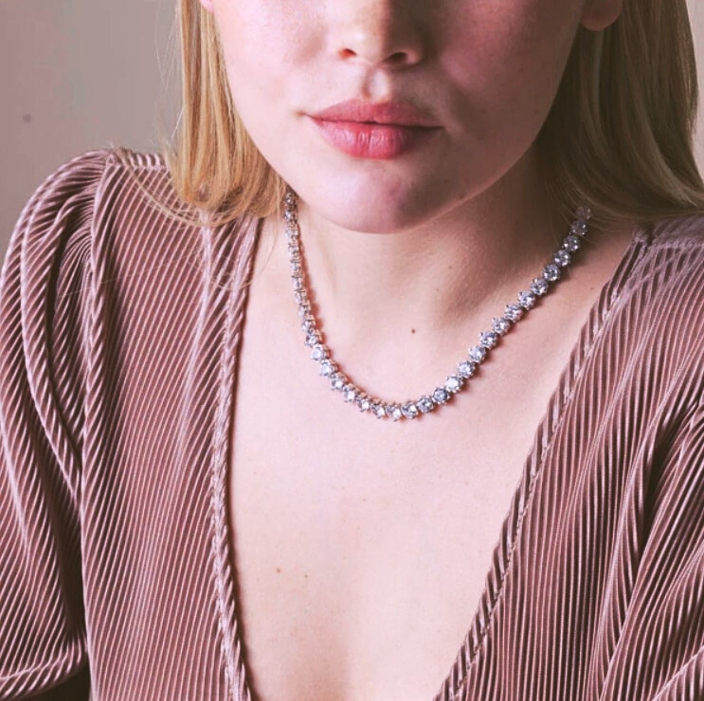 Radiant Round Cut Tennis Necklace