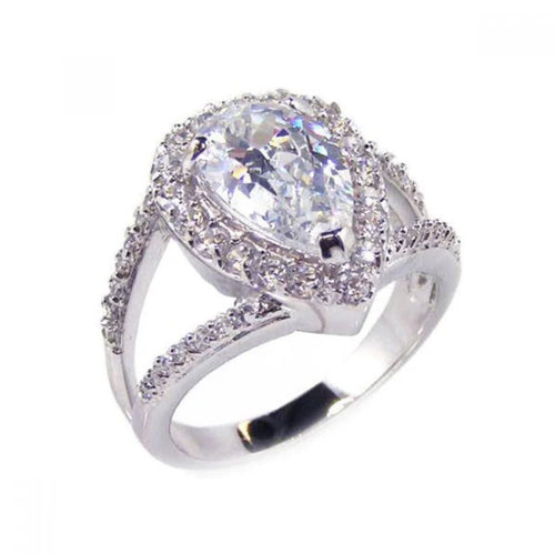 Pear Shaped Double Shank Engagement Ring