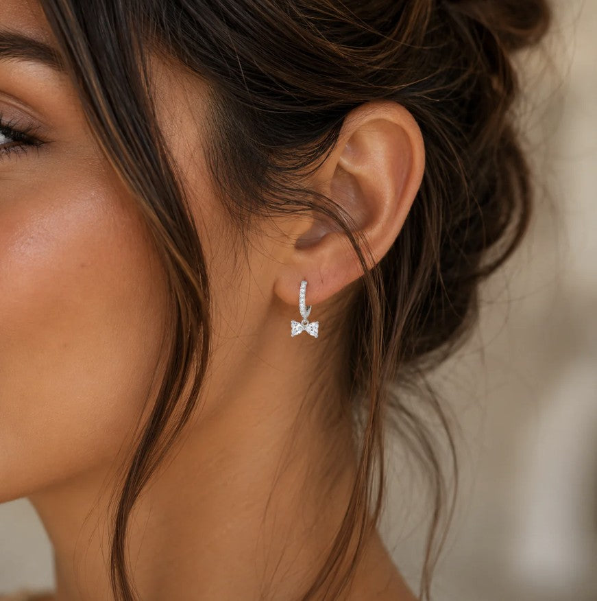 Moissanite Bow Huggie Hoops