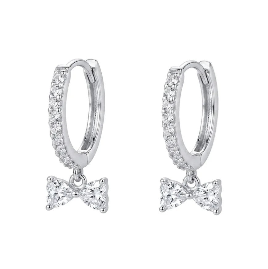 Moissanite Bow Huggie Hoops