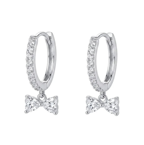 Moissanite Bow Huggie Hoops
