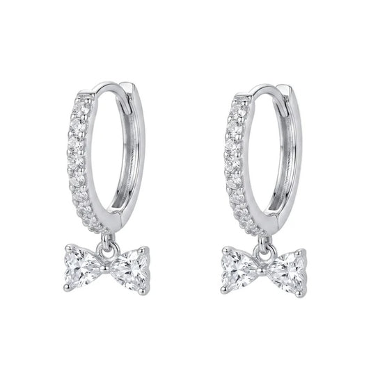 Moissanite Bow Huggie Hoops
