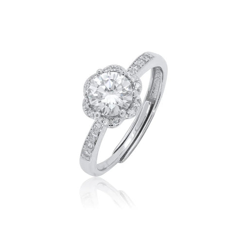 Moissanite Flower Halo Ring