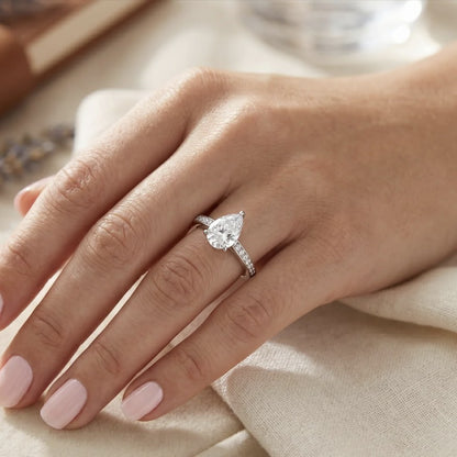 Moissanite Pear Engagement Ring