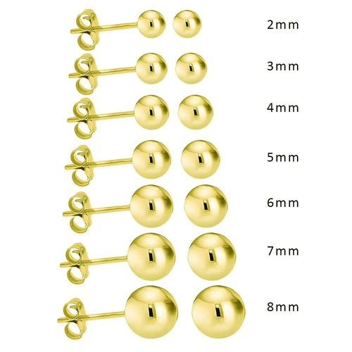14K Gold Ball Stud Earrings