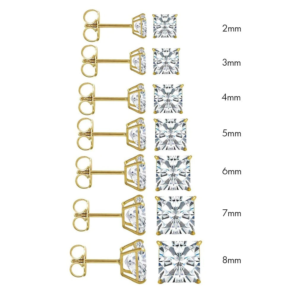 14K Gold Princess Cut Diamonds