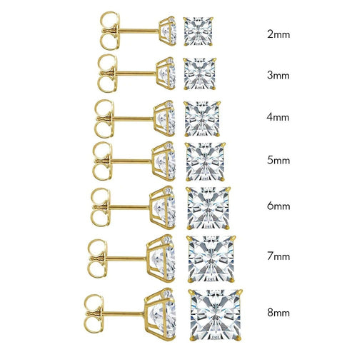 14K Gold Princess Cut Diamonds