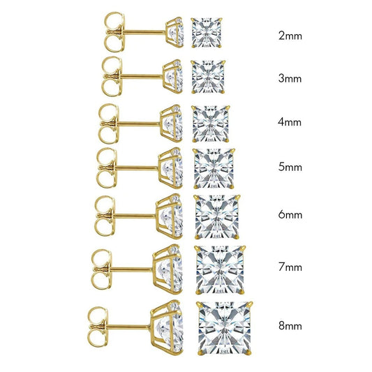 14K Gold Princess Cut Diamonds