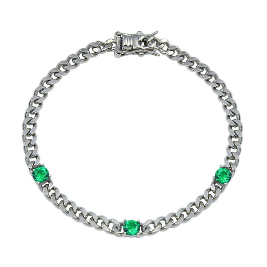 Curb Link Gemstone Bracelet
