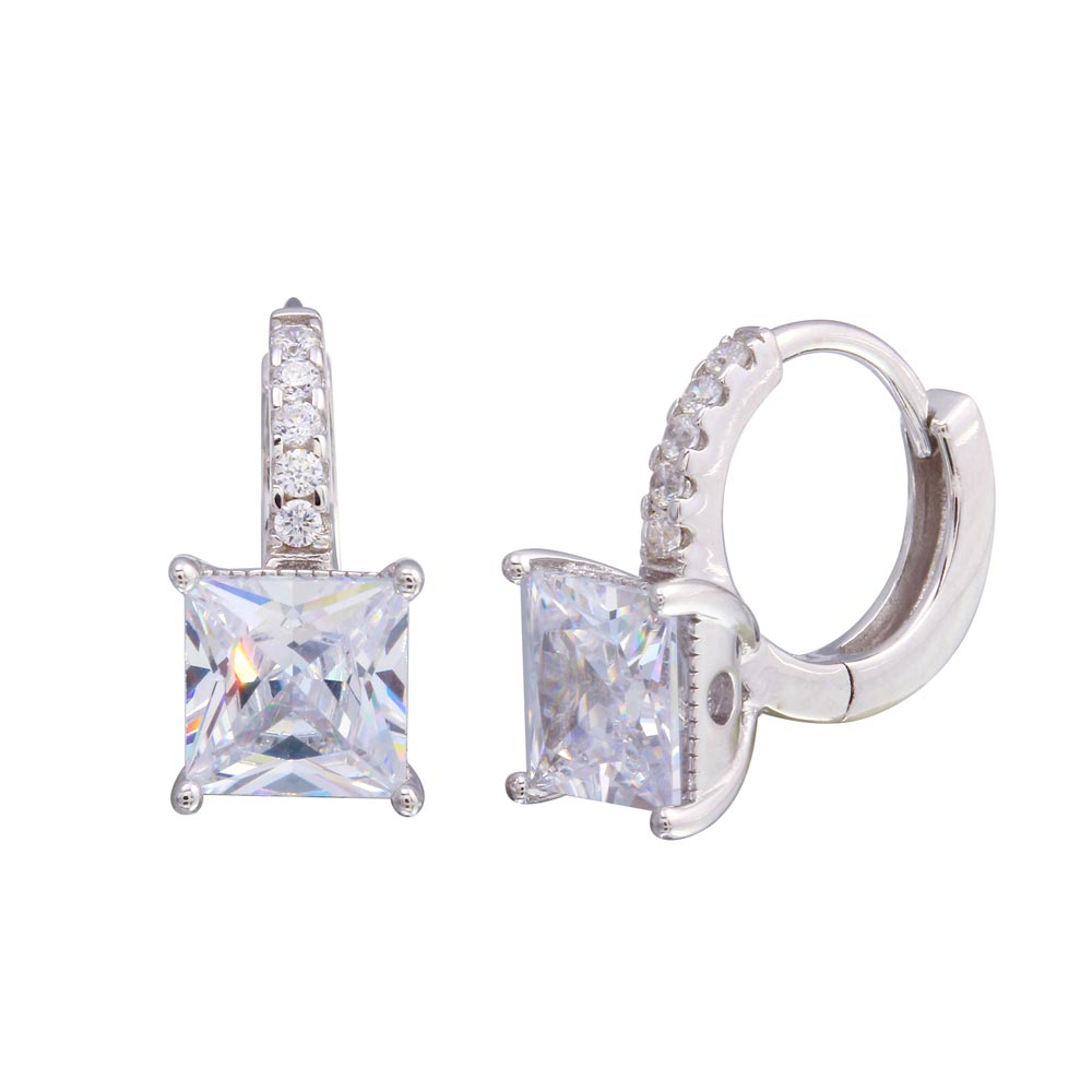 Classic Solitaire Huggie Earrings