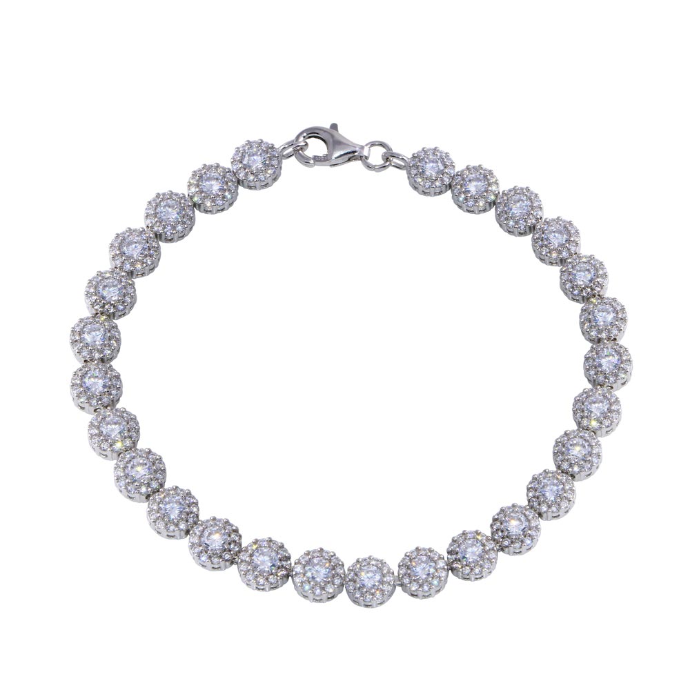 Round-cut Halo Tennis Bracelet