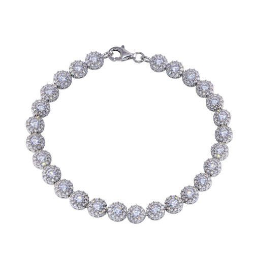 Round-cut Halo Tennis Bracelet