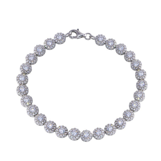 Round-cut Halo Tennis Bracelet