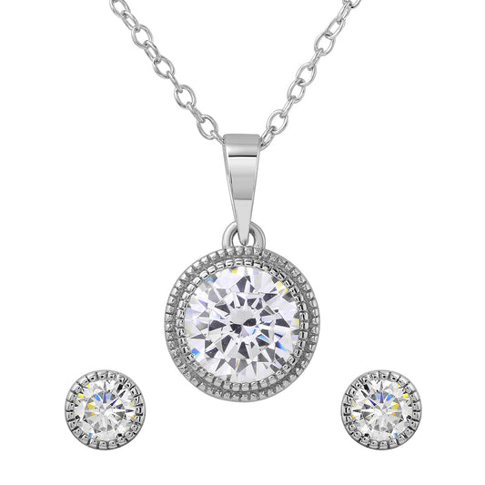 Classic Double D-cut Halo Necklace & Earrings