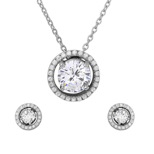 Sparkling Halo Necklace & Earrings