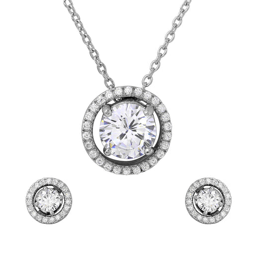 Sparkling Halo Necklace & Earrings