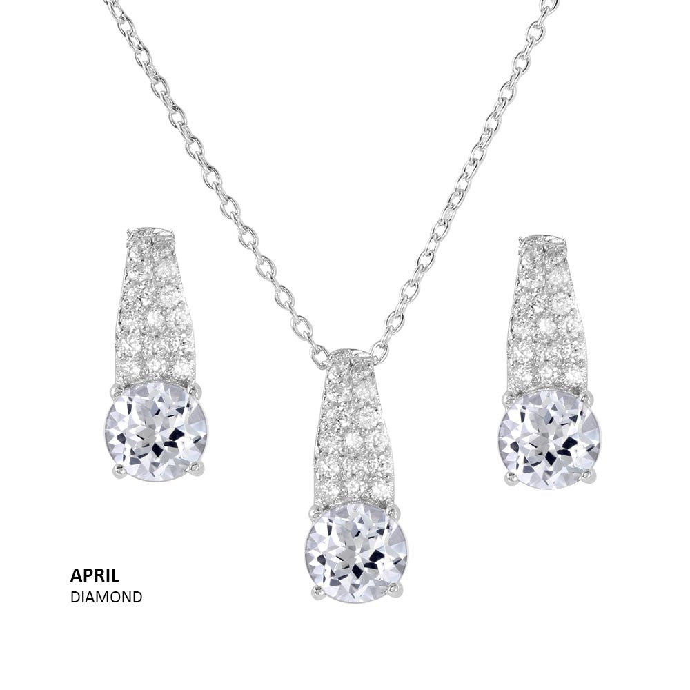 18K Gold Vermeil Birthstone Solitaire Earrings & Necklace