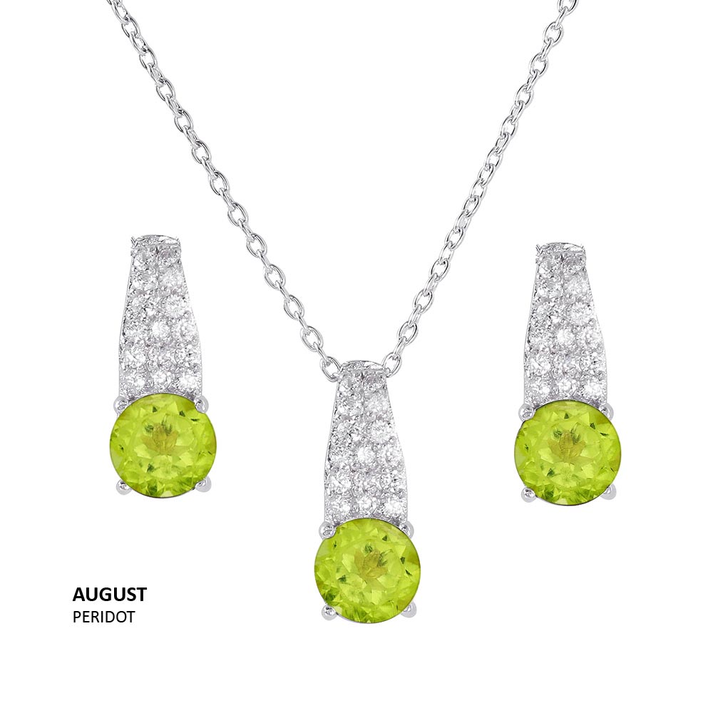 18K Gold Vermeil Birthstone Solitaire Earrings & Necklace