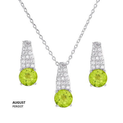 18K Gold Vermeil Birthstone Solitaire Earrings & Necklace