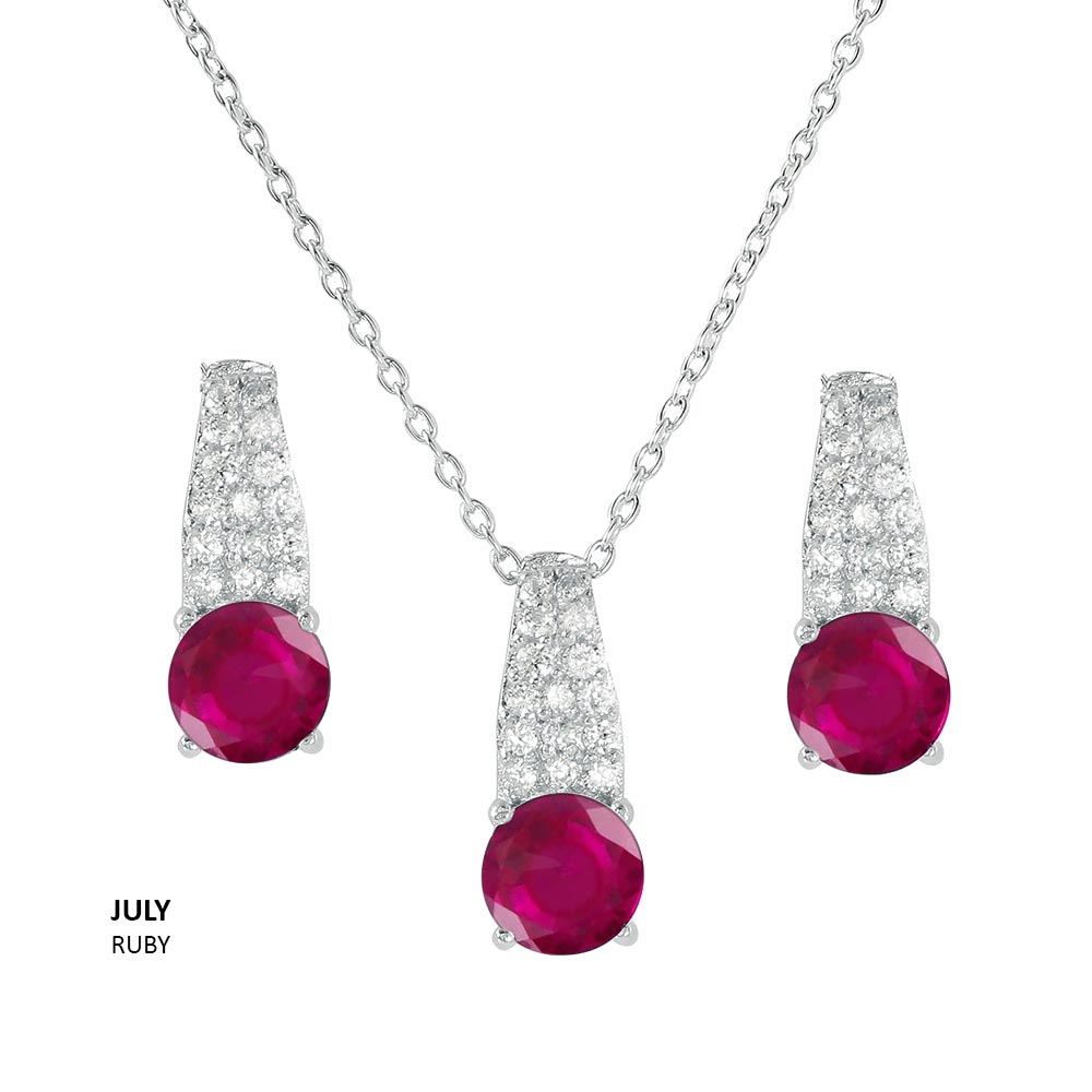 18K Gold Vermeil Birthstone Solitaire Earrings & Necklace