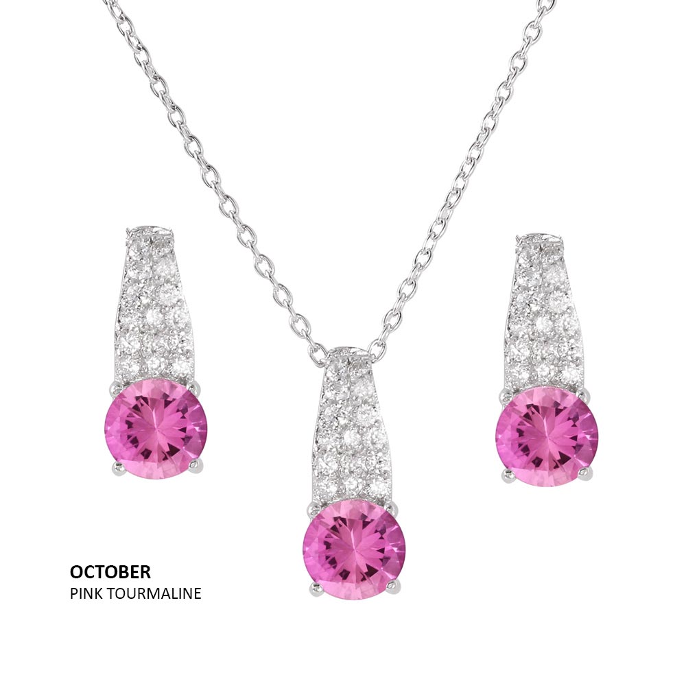 18K Gold Vermeil Birthstone Solitaire Earrings & Necklace