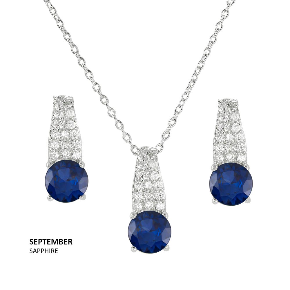 18K Gold Vermeil Birthstone Solitaire Earrings & Necklace