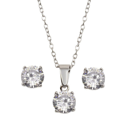 Classic Solitaire Necklace & Earrings