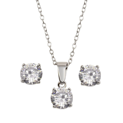 Classic Solitaire Necklace & Earrings