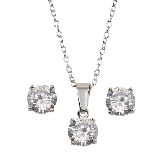 Classic Solitaire Necklace & Earrings