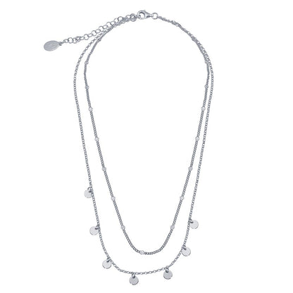 The Circle Disc Charm Multi Chain Necklace