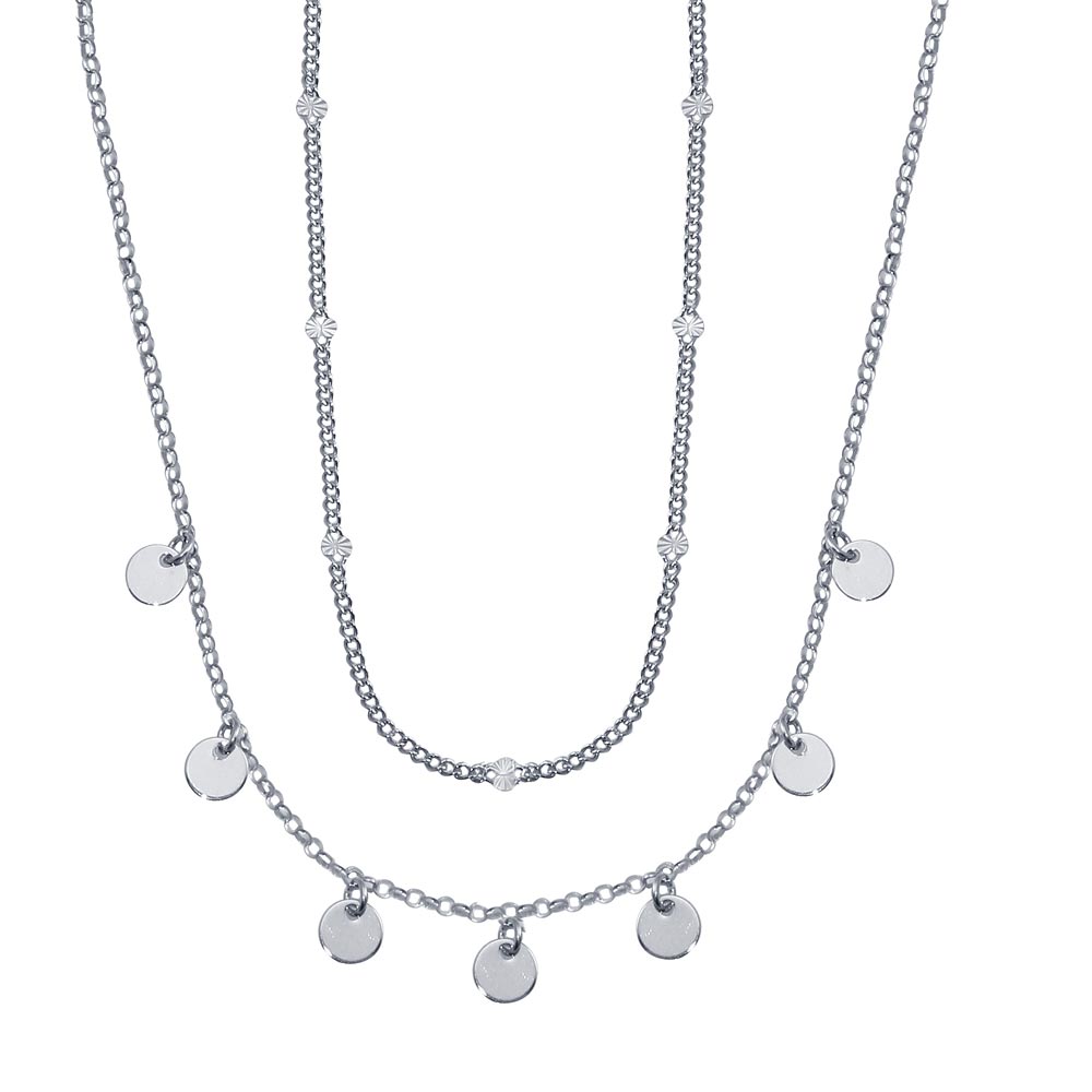 The Circle Disc Charm Multi Chain Necklace