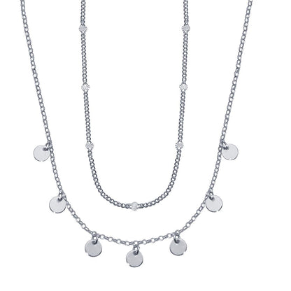 The Circle Disc Charm Multi Chain Necklace