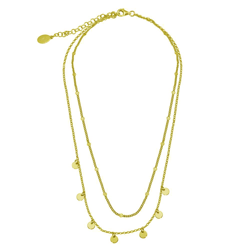 The Circle Disc Charm Multi Chain Necklace