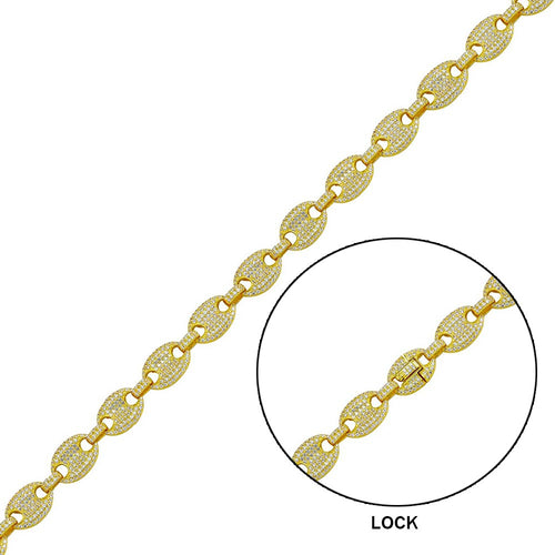 Encrusted Mariner Oval Link Chain - 8mm