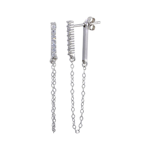 Pavé Bar & Chain Earrings