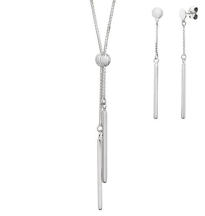 Minimalist Bar Necklace Lariat & Earrings