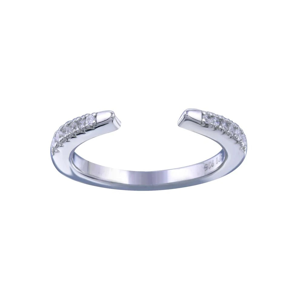 White Gold Plated Open Simulated Diamonds Band Ring