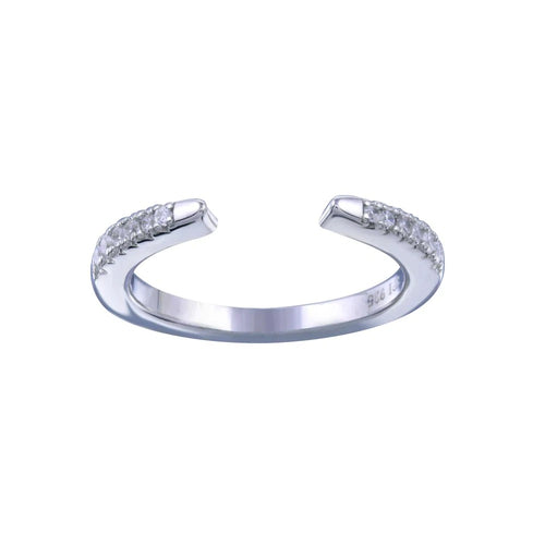 White Gold Plated Open Simulated Diamonds Band Ring